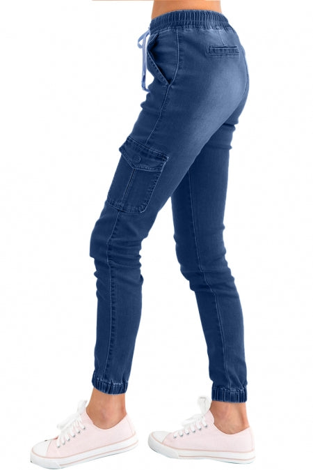 DRAWSTRING ANKLE POCKET DENIM JEANS BOTTOM WEAR - BEYOU Apparel and Accessories, LLC