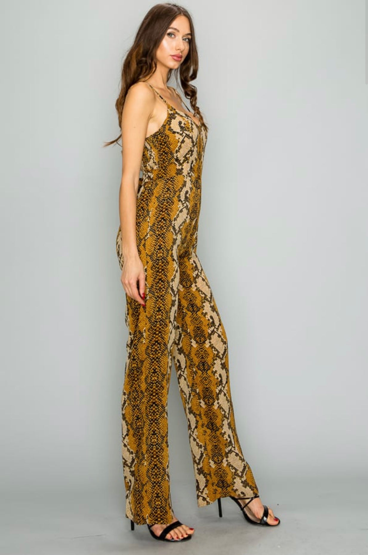 SHORT SLEEVE SNAKE PRINT JUMPSUIT - BEYOU Apparel and Accessories, LLC