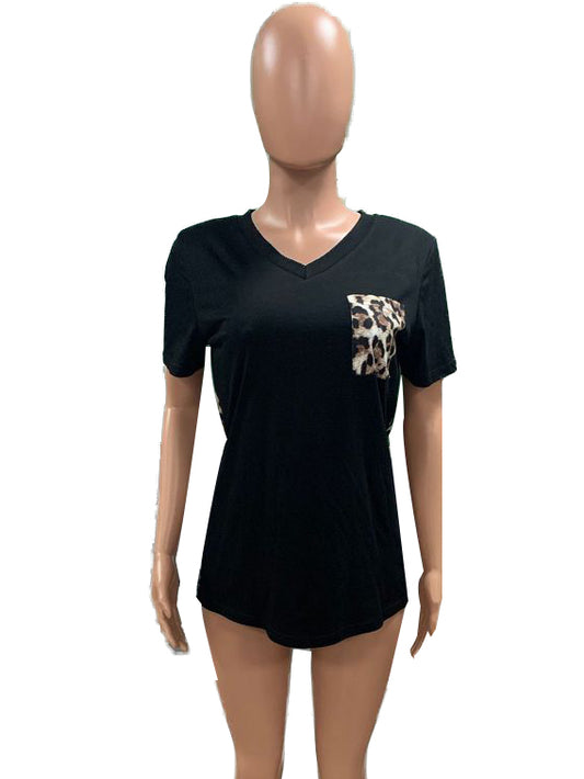 Sunflower Leopard Print V Neck T Shirt - BEYOU Apparel and Accessories, LLC