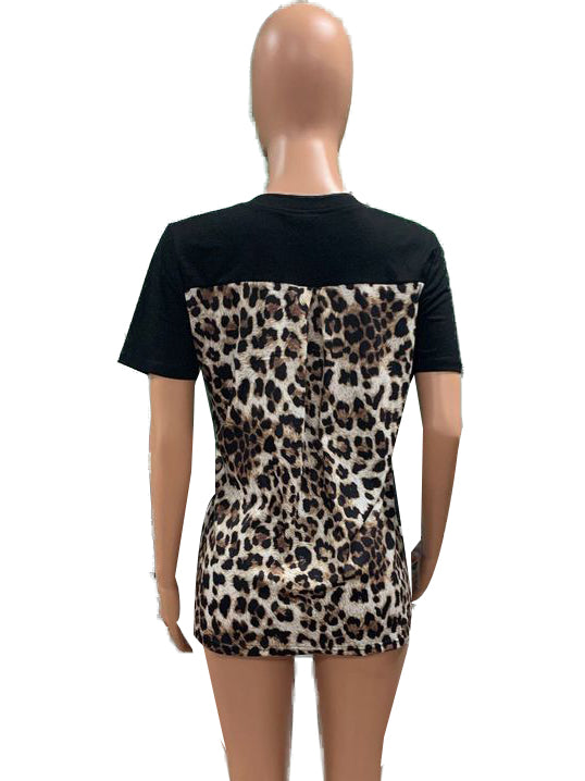 Sunflower Leopard Print V Neck T Shirt - BEYOU Apparel and Accessories, LLC