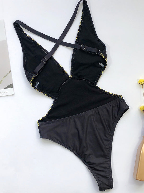 Vintage Style Waist Cut Out One Piece Swimsuit - BEYOU Apparel and Accessories, LLC
