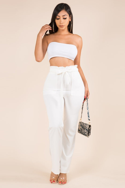 IN STYLE STRETCH WOVEN DRAWSTRING LONG PANTS - BEYOU Apparel and Accessories