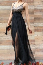 Dress Day V Neck Mesh Sequins Maxi Dress - BEYOU Apparel and Accessories