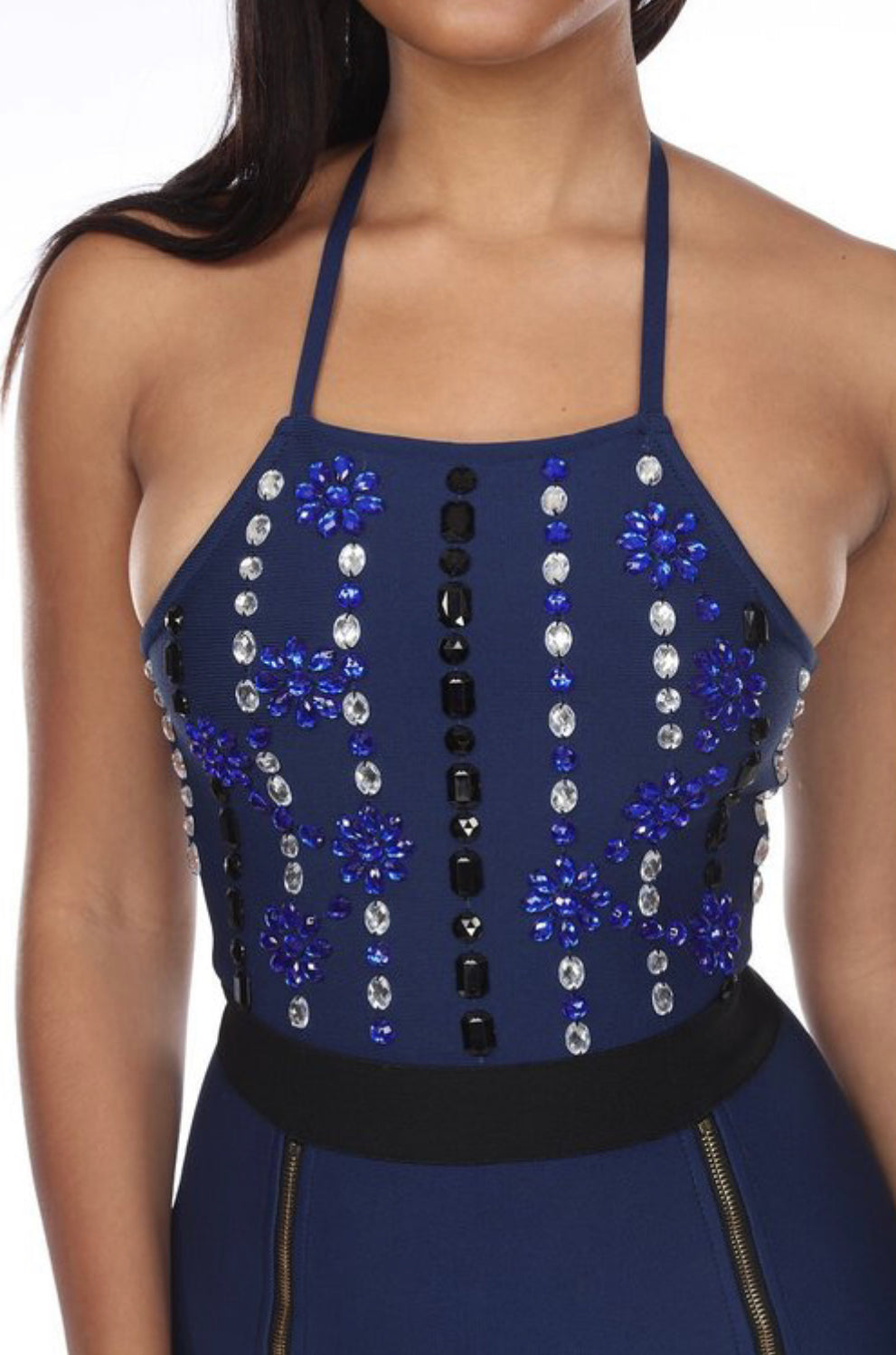 LEG DARK BLUE MIDI DRESS - BEYOU Apparel and Accessories