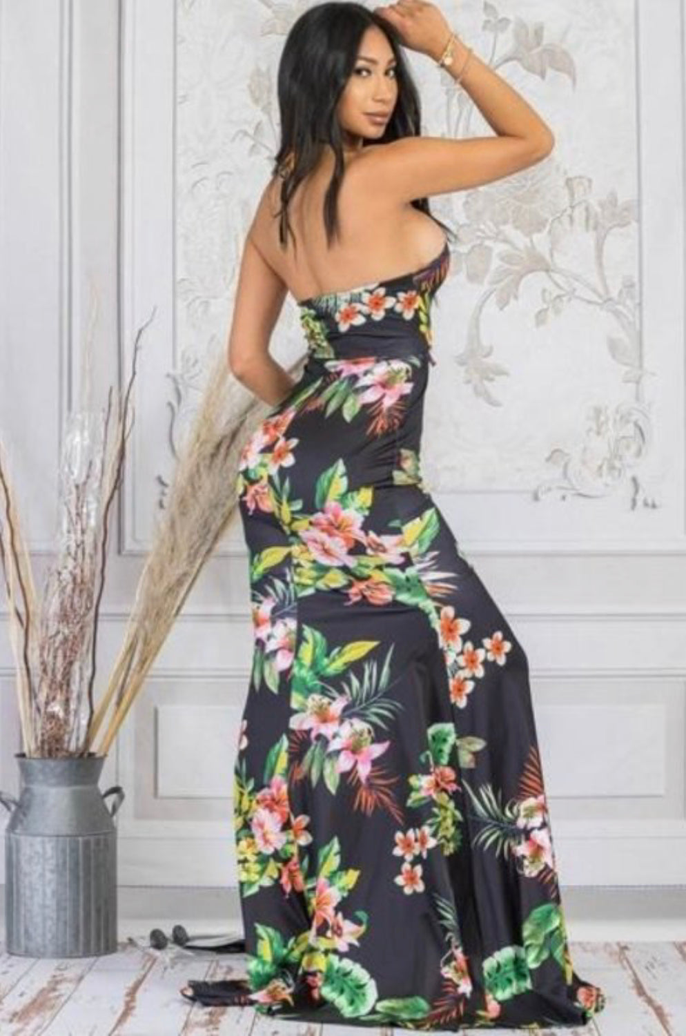 Maxi Dress With A Criss Cross Lace Up Tie Front - BEYOU Apparel and Accessories