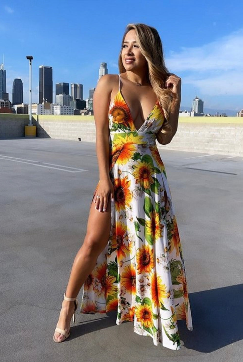 Maxi Dress With Shorts Under Adjustable Straps. - BEYOU Apparel and Accessories