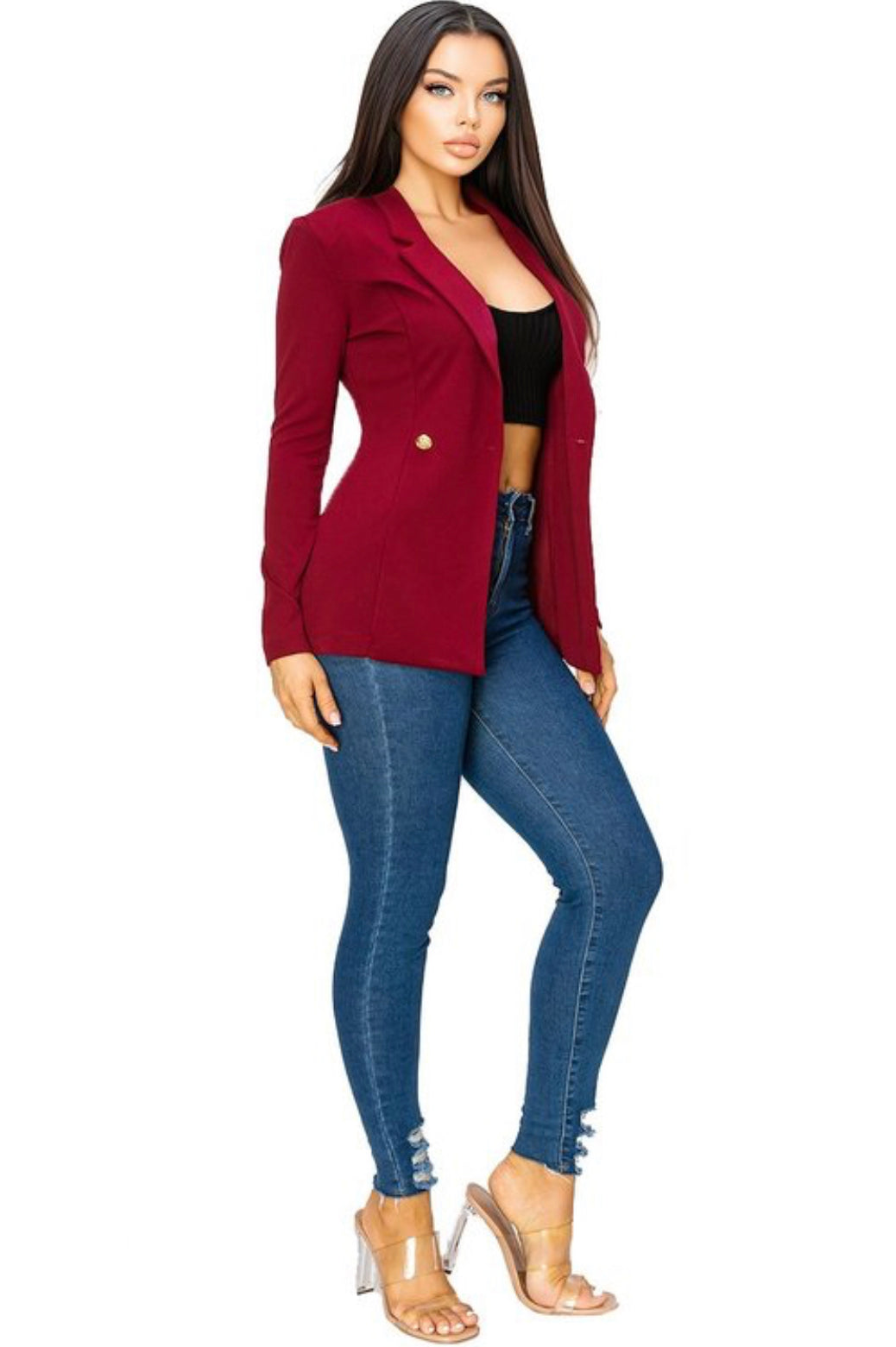 SOLID DOUBLE BREASTED BASIC BLAZER New Arrival