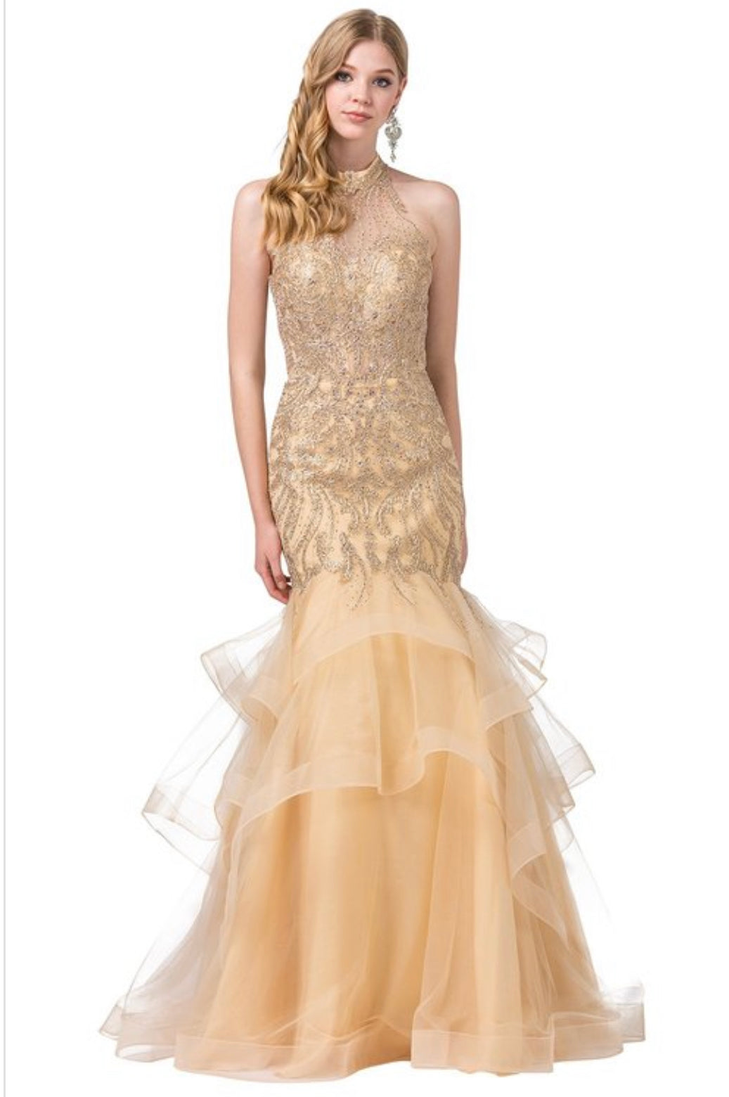 Red Carpet Bottom Ruffles Long Gown - BEYOU Apparel and Accessories