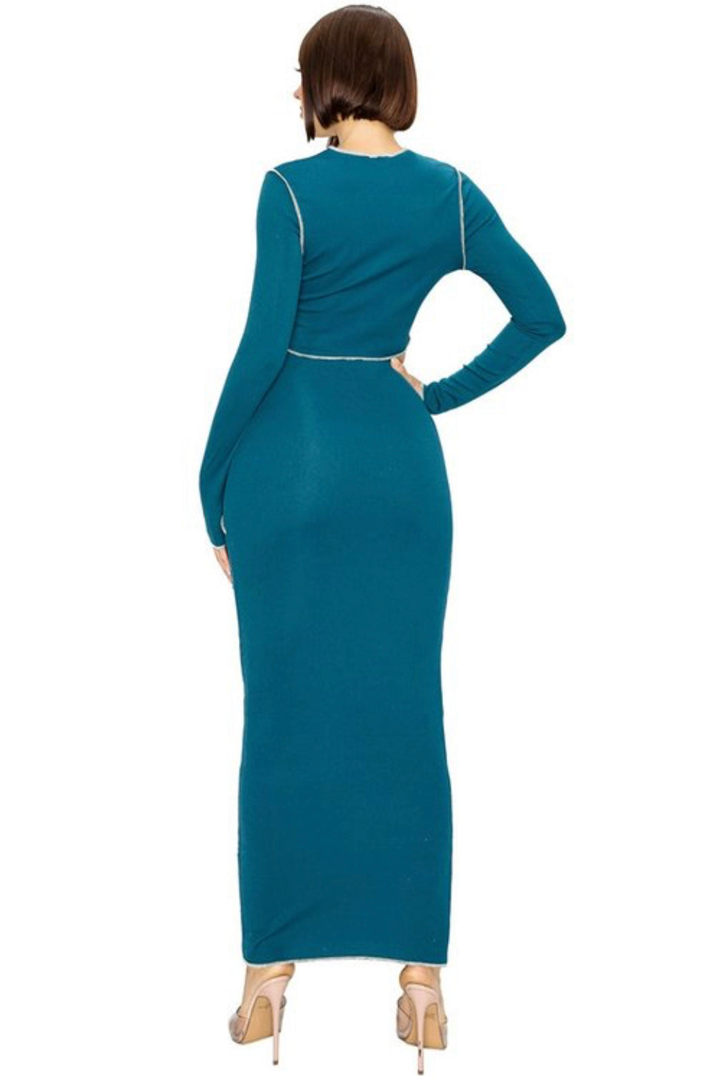 SOLID CONTRAST OVERLOCK STITCH 2 PIECE MAXI SKIRT SET New Arrival