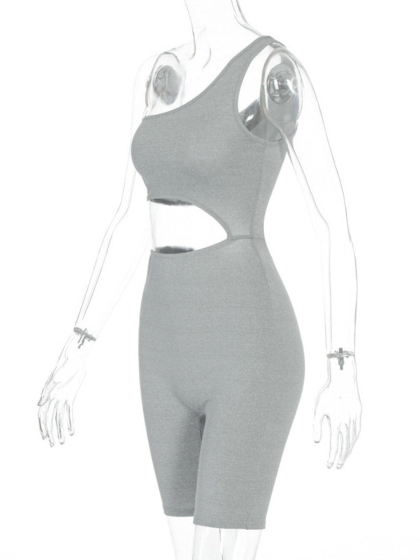 Single Strap Solid Color Sleeveless Sport Romper - BEYOU Apparel and Accessories, LLC