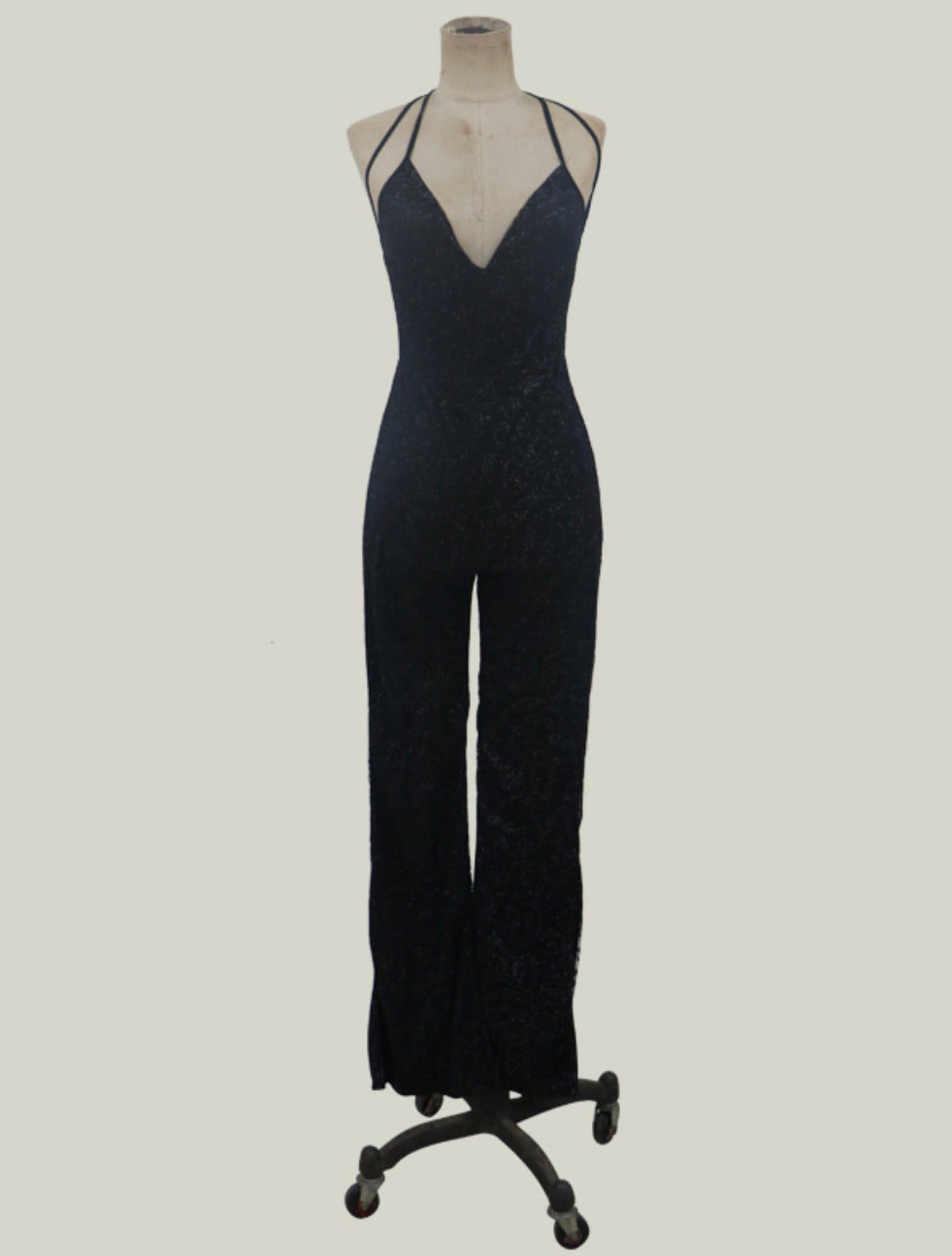 V-NECK BACKLESS SEQUINCE SLEEVELESS JUMPSUIT - BEYOU Apparel and Accessories, LLC