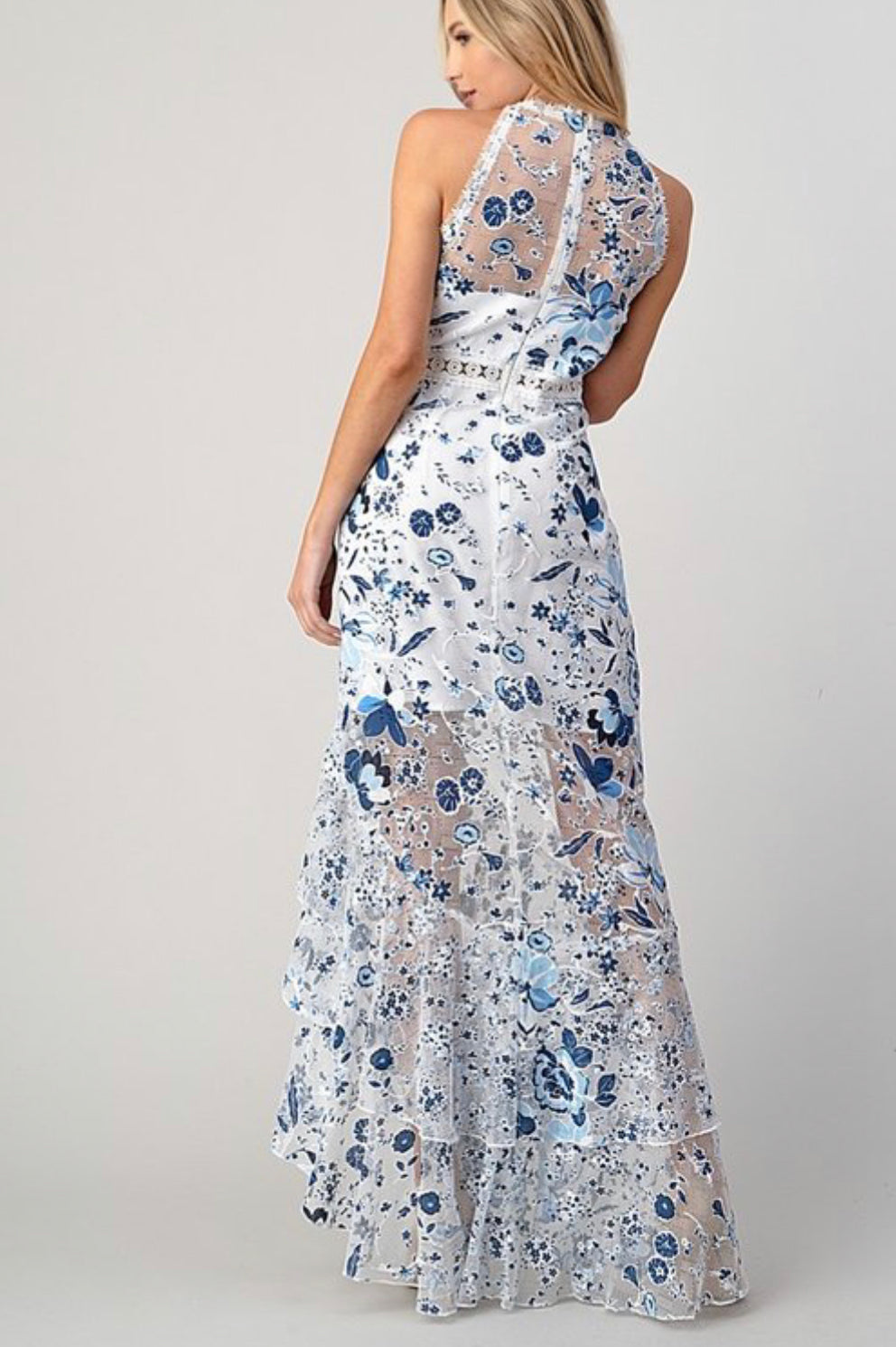 HIGH LOW MAXI DRESS FLOWER PRINT - BEYOU Apparel and Accessories