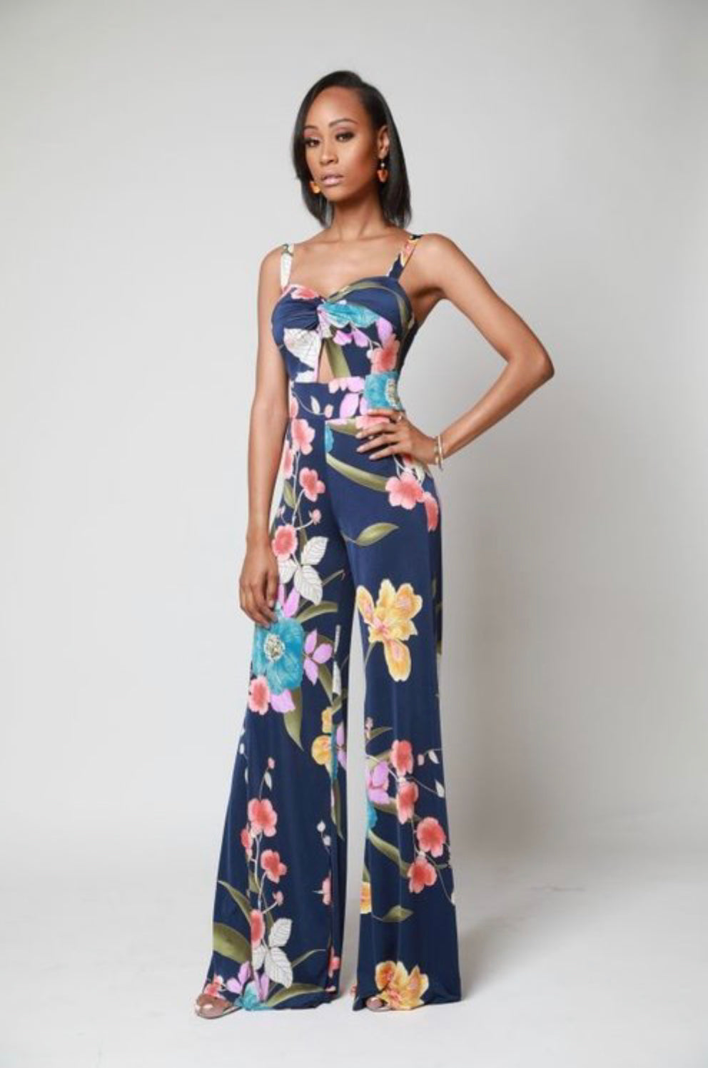 Stretch Jumpsuit Sleeveless Back Zipper Closure - BEYOU Apparel and Accessories