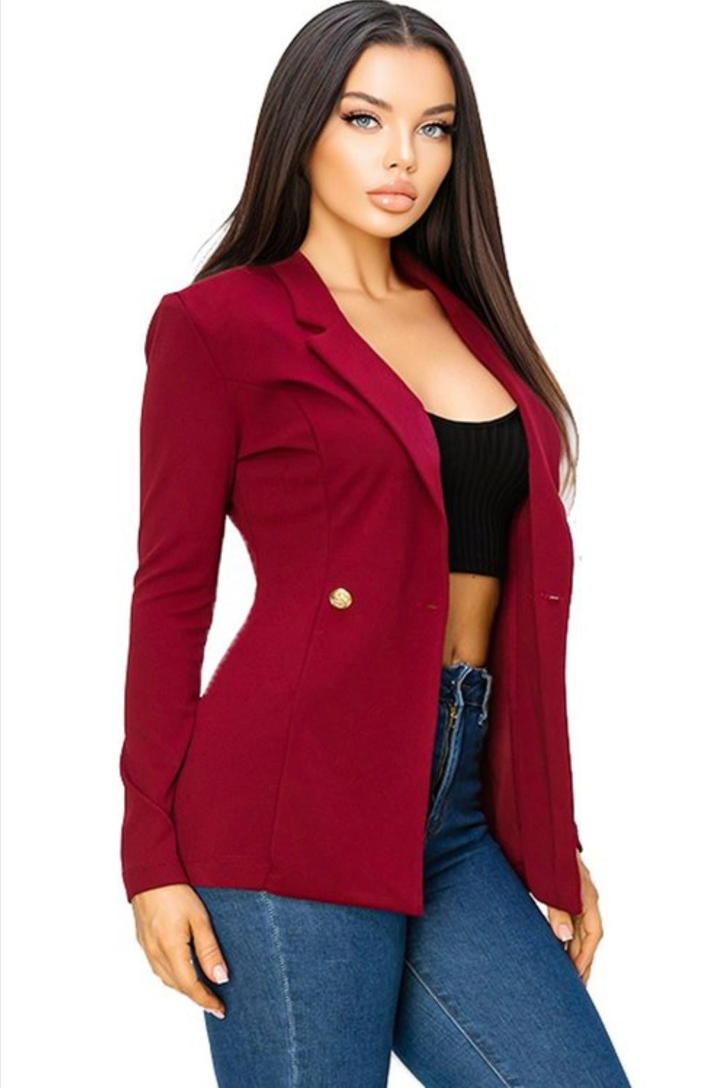SOLID DOUBLE BREASTED BASIC BLAZER New Arrival
