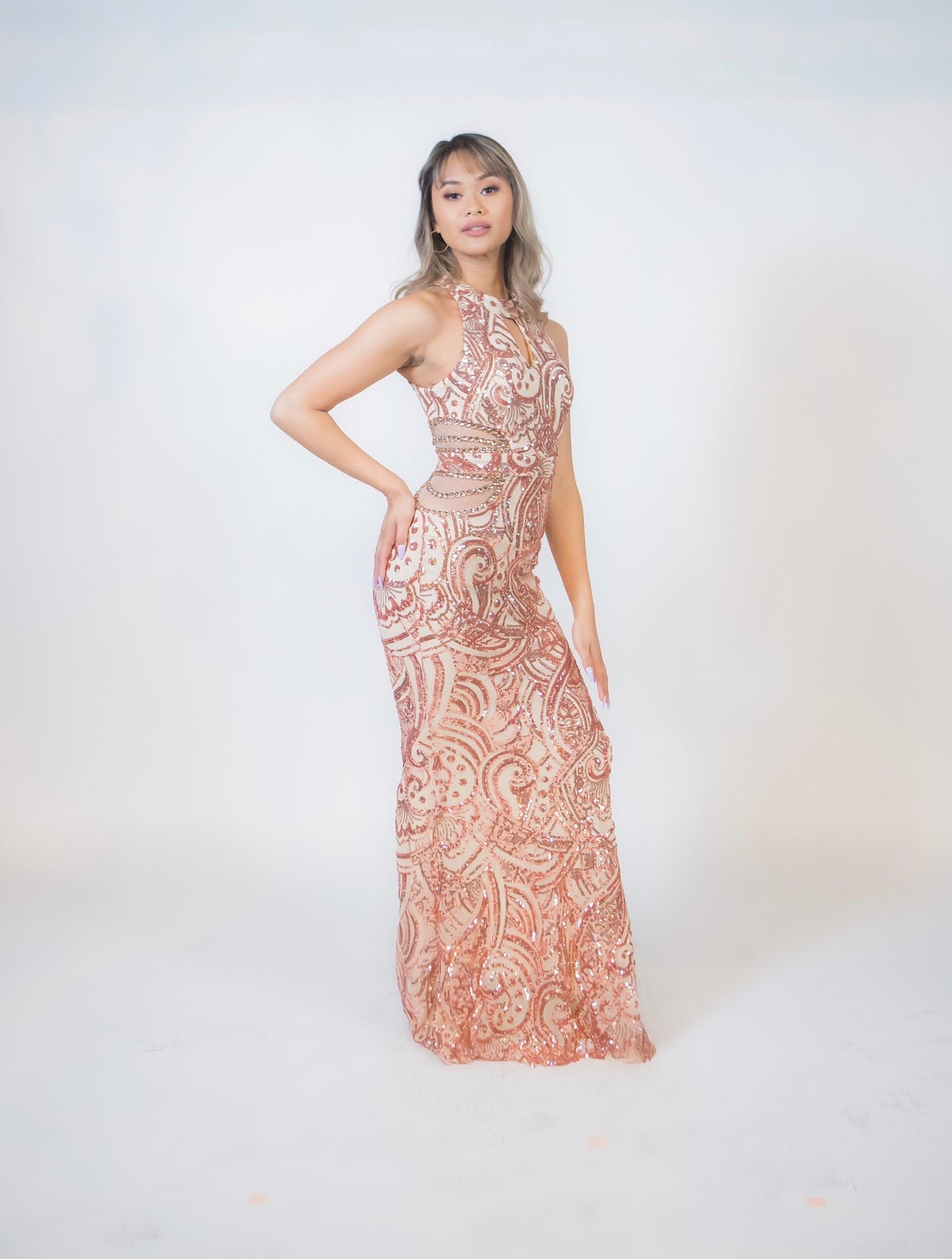 Temperament Boutique Sequined Hollow Out Fitted Evening Dresses - BEYOU Apparel and Accessories, LLC