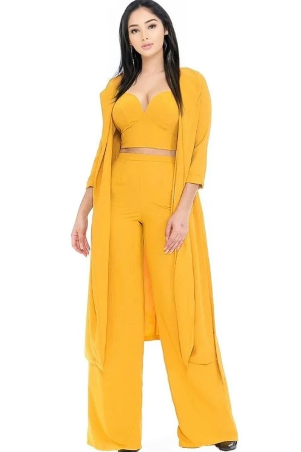 MODERN SOLID 3 PIECE JACKET SET -3 PIECE SET (JACKET, TOP & BOTTOM) New Arrival