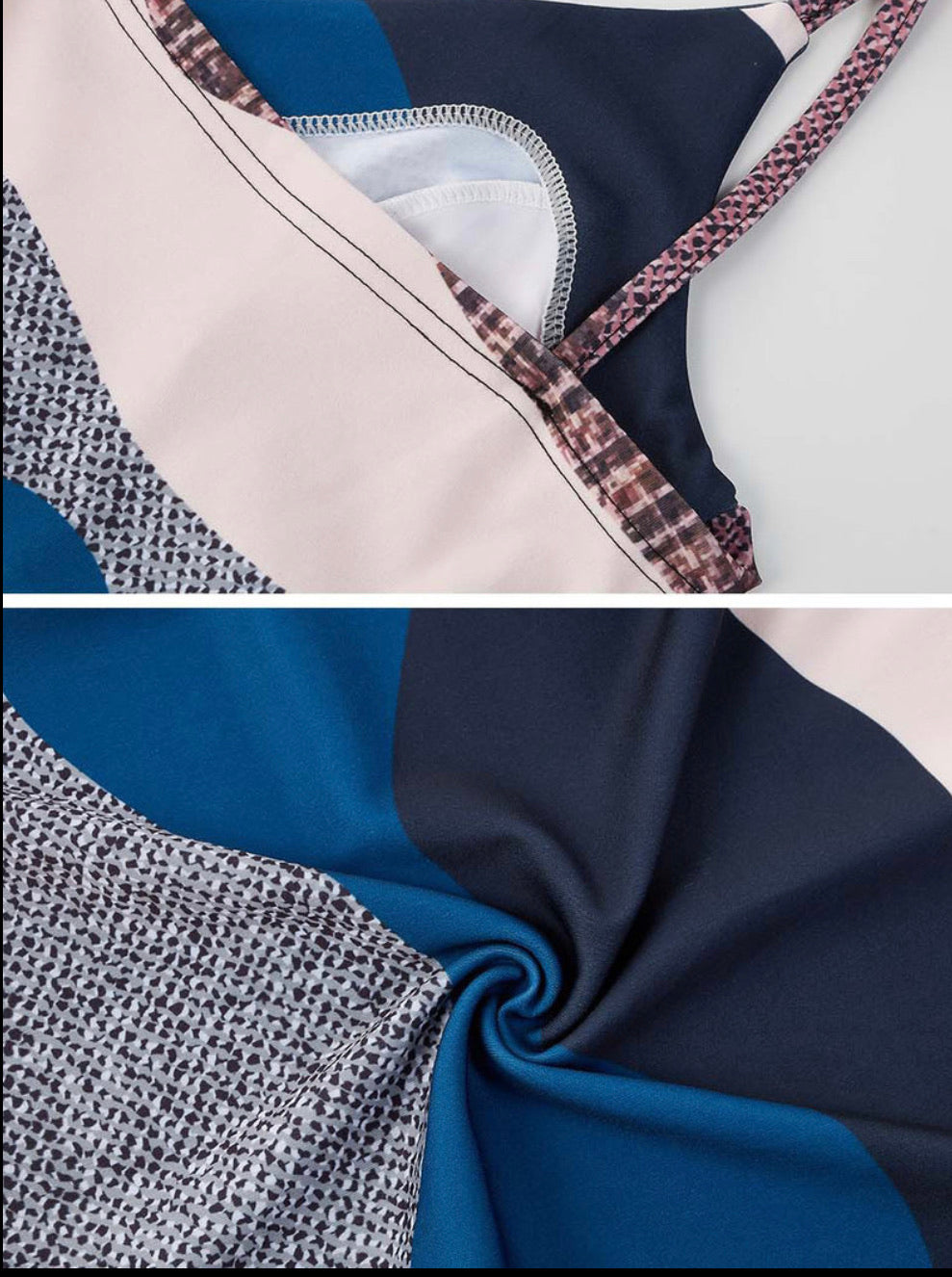 MULTI COLOR BLOCK LOW- CUT RUFFLED SPAGHETTI STRAP MINI DRESS - BEYOU Apparel and Accessories, LLC