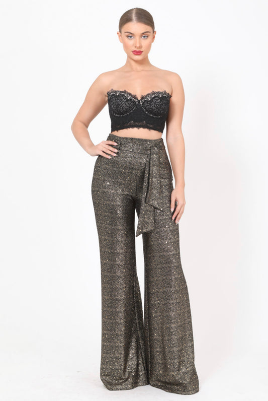 SHINY PAULETTE FASHION HIGH WAISTED BELT PANTS NEW ARRIVALS - BEYOU Apparel and Accessories, LLC
