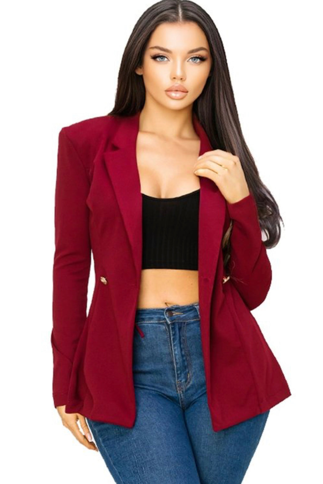 SOLID DOUBLE BREASTED BASIC BLAZER New Arrival