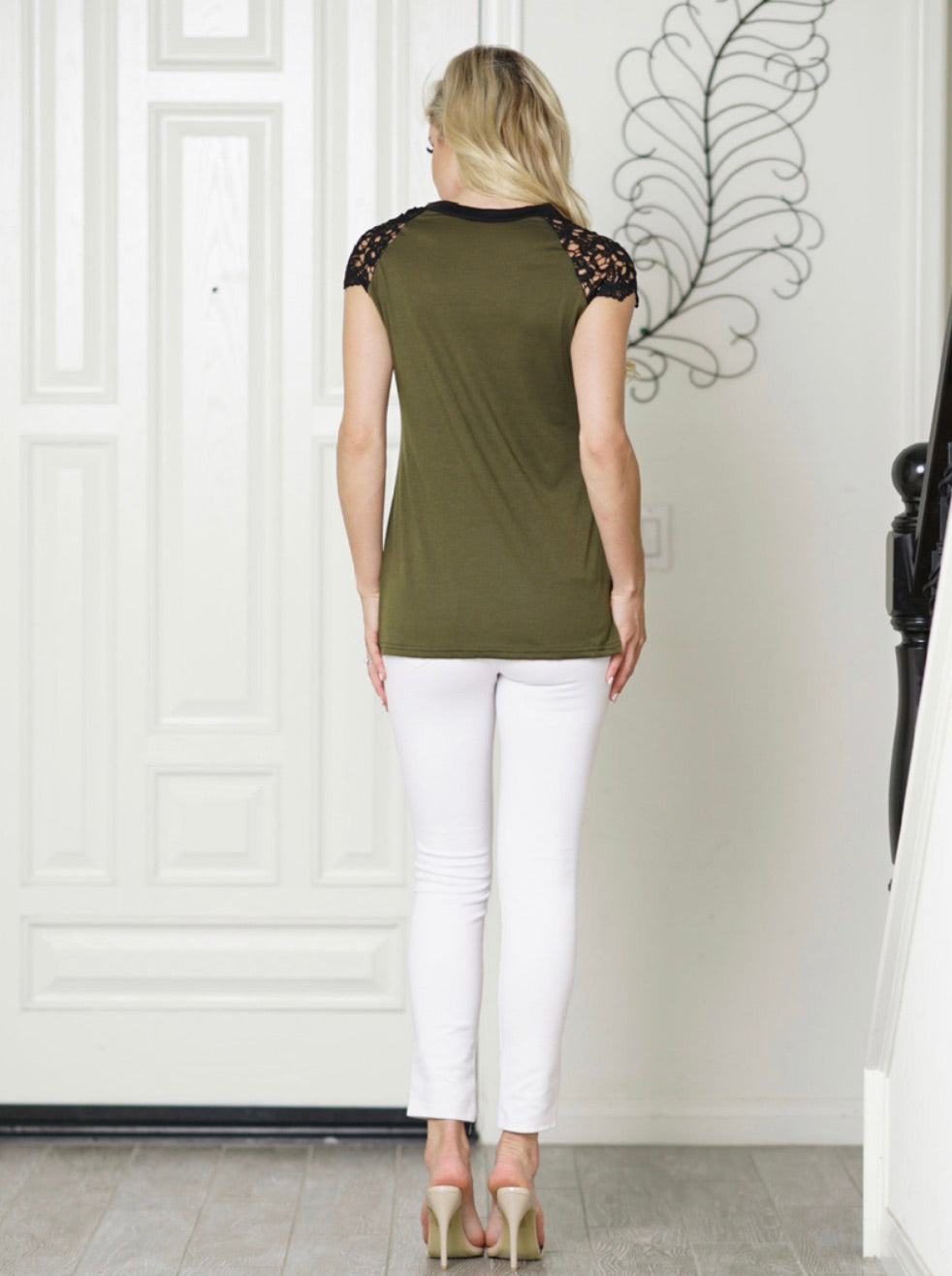 V NECK LACE PATCHWORK LOSSE TOP - BEYOU Apparel and Accessories, LLC