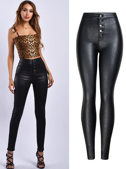 Sexy & Stretchable Black Pu Long Pencil Pants - BEYOU Apparel and Accessories