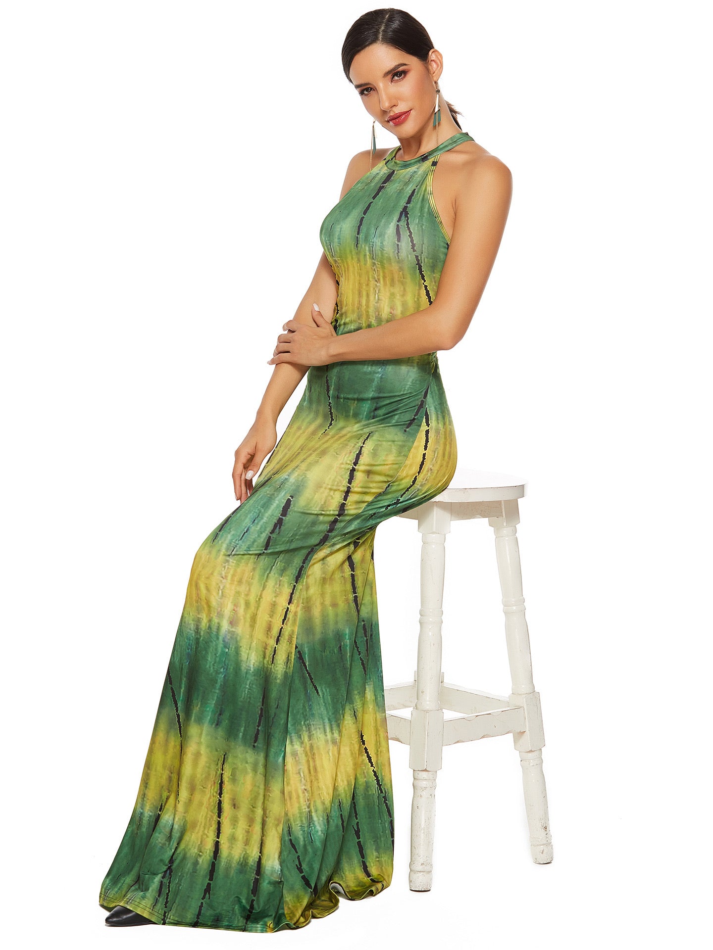 COLORFUL PRINTED SLEEVELESS STRETCHABLE LONG DRESS - BEYOU Apparel and Accessories, LLC