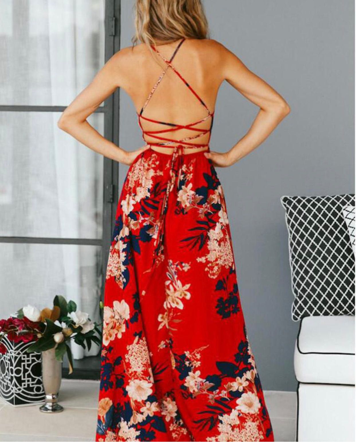 Floral Classic Fitted Sleeveless Colorful Long Dress - BEYOU Apparel and Accessories