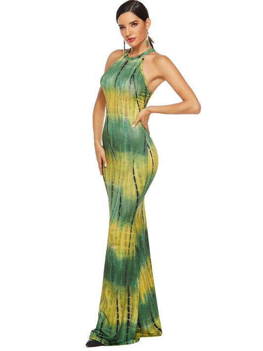 COLORFUL PRINTED SLEEVELESS STRETCHABLE LONG DRESS - BEYOU Apparel and Accessories, LLC