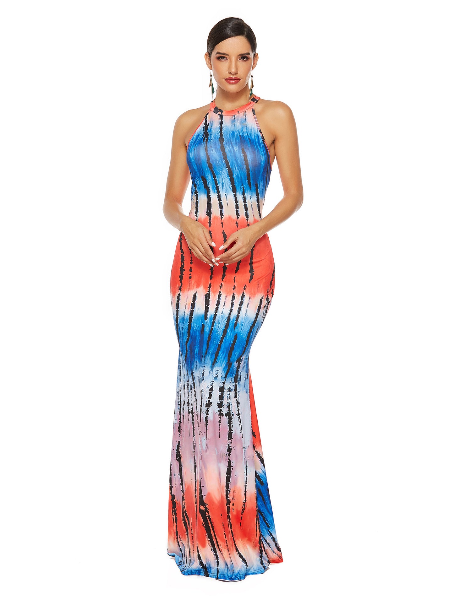 COLORFUL PRINTED SLEEVELESS STRETCHABLE LONG DRESS - BEYOU Apparel and Accessories, LLC